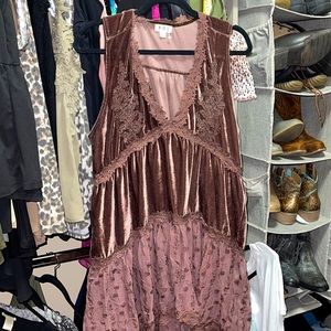 brown velvet country boho dress tank top